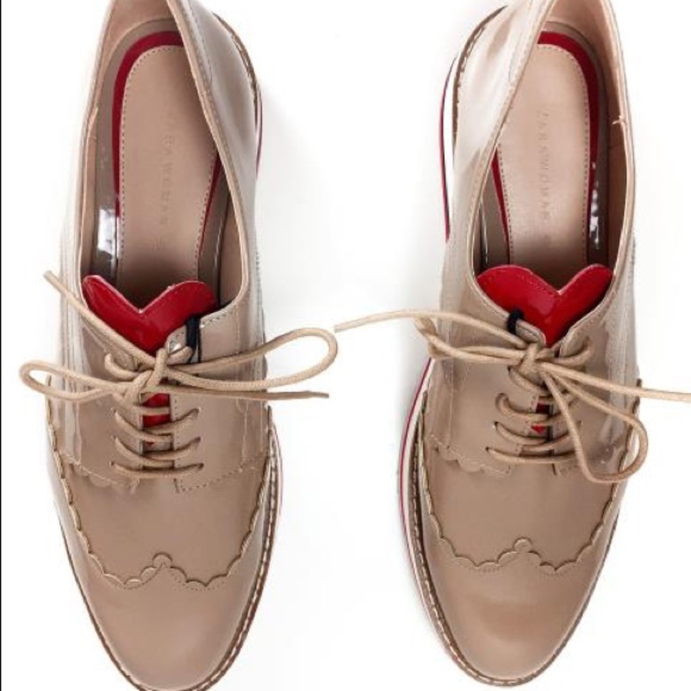 Zara Platform Bluchers Oxfords with hearts lace up school shoes